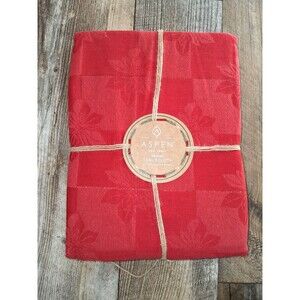 NEW! Aspen Christmas Tablecover, 60"x104", Red Jacquard Floral Poinsettia